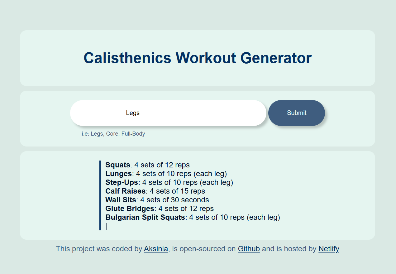 Workout Generator app preview 