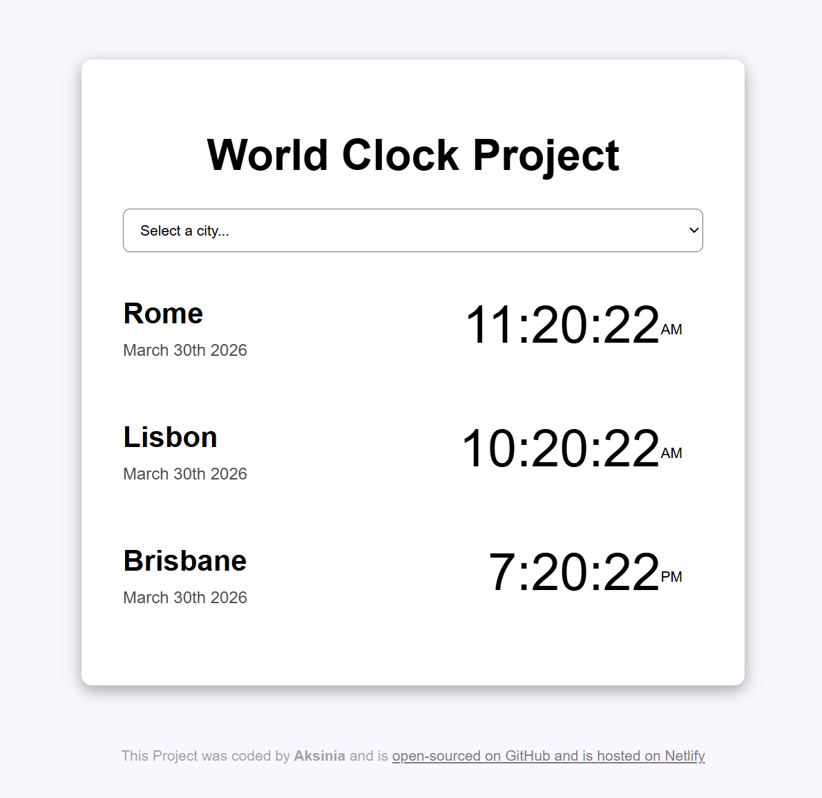 World Clocks app preview